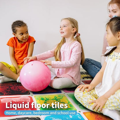 Art3d Liquid Fusion Activity Play Mat for Kids, Pack of 9 Tiles 12" X 12", Multi-Color, Round Corner