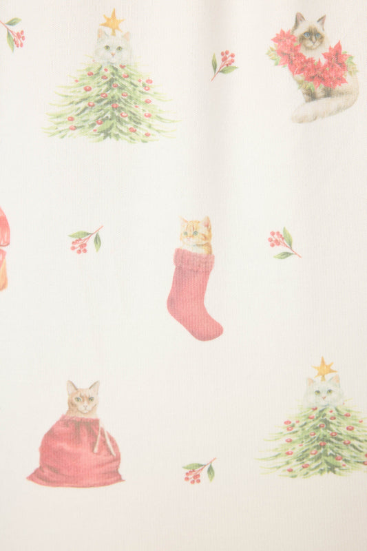 Feline Festive Cat Print PJ Set
