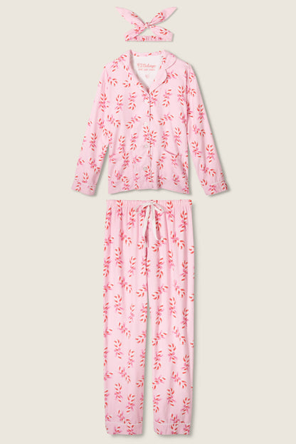 Sweeter Than Sugar 3-Piece Candy Cane Print Flannel PJ Set