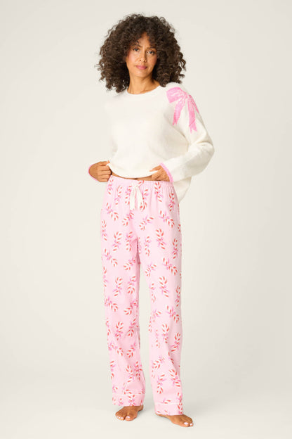 Sweeter Than Sugar Candy Cane Print Flannel Pants