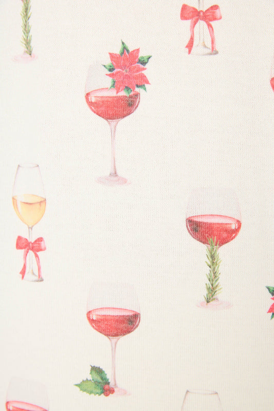 Let's Get Toasty Holiday Wine Print Pants Set